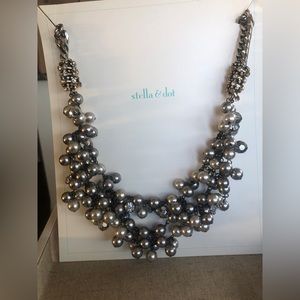 Stella and Dot Gunmetal Pearl cluster necklace.